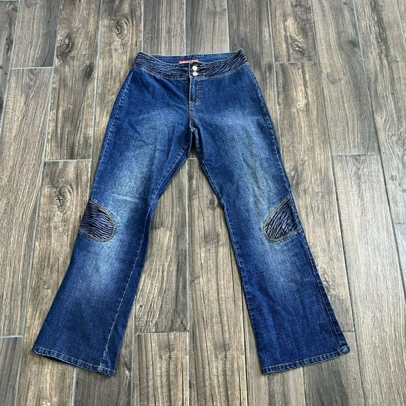 americana blues y2k vintage jeans tiger print size 8 Patches - Picture 1 of 7